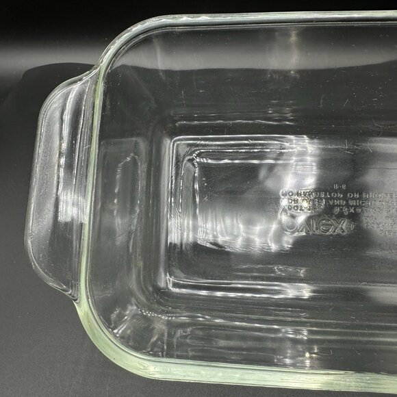 PYREX Heavy Clear Glass Loaf Pan 1 1/2 Quart Baking Dish Made in USA Vintage - Picture 4 of 14